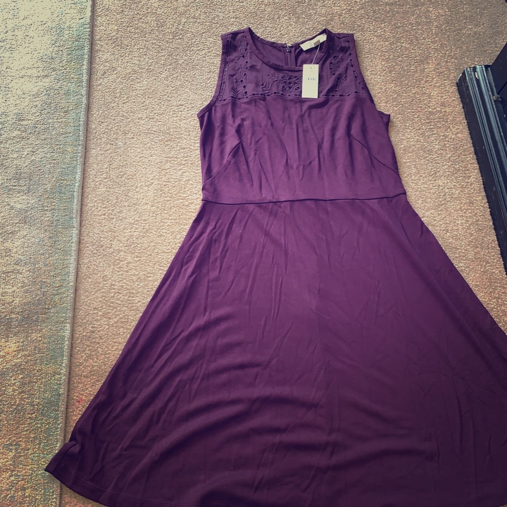 Loft Purple Cutout Flare Dress